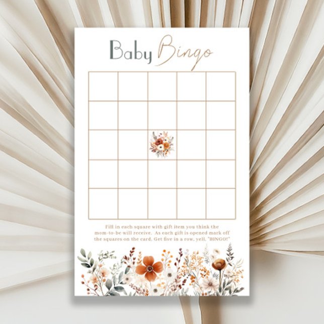 Papier Baby shower Fleur sauvage en terre cuite Bingo (Créateur téléchargé)