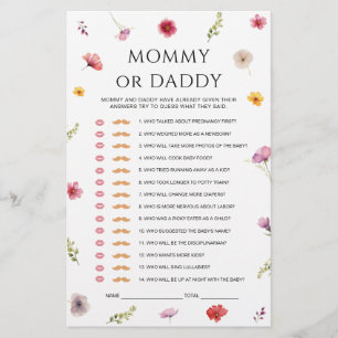 Papier Baby shower fleur sauvage maman ou papa Jeu
