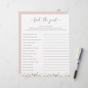 Papier Baby shower fleur sauvage Trouver Le Jeu D'Invités