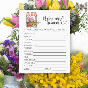 Papier Baby shower Fleurs - Bébé Mot Jeu Scramble