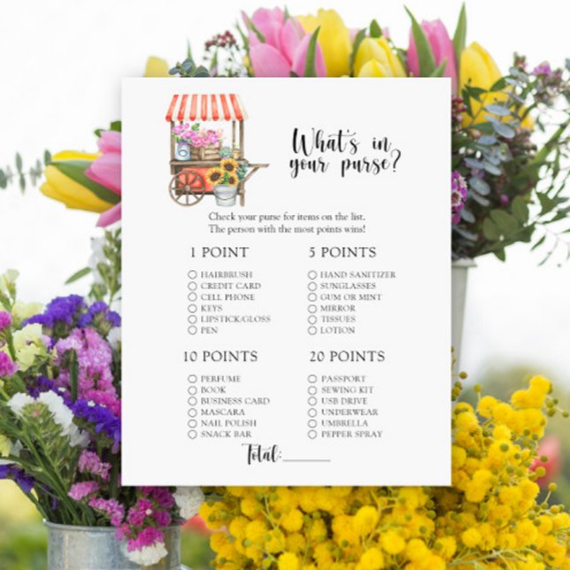 Papier Baby shower Fleurs - Ce qu'il y a dans votre sac à (Créateur téléchargé)