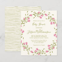Baby Shower Fleurs de jardin rose rustique à petit