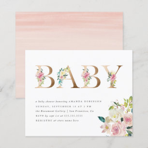 Papier Baby Shower Floral Aquarelle Doré sur Budget Limit
