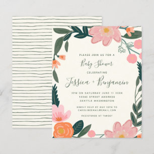 Papier Baby shower Floral de Jardin Rose et Budget
