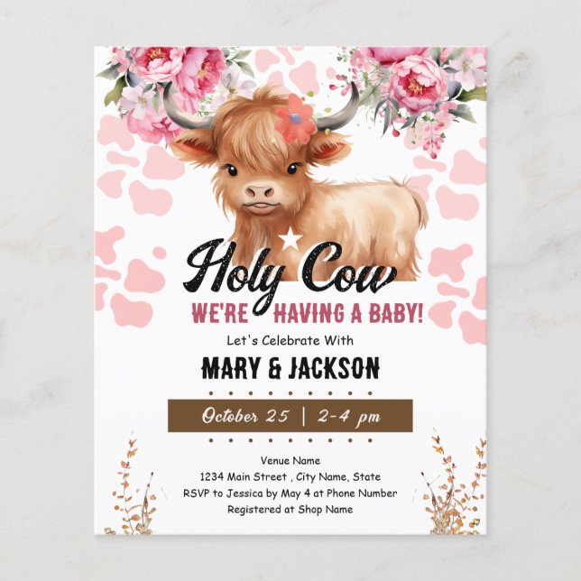 Papier Baby shower Floral de la Vache Sainte (Devant)
