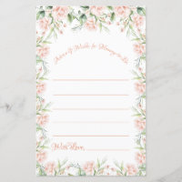 Baby shower Floral Rose Blush Souhaits Conseil Jeu
