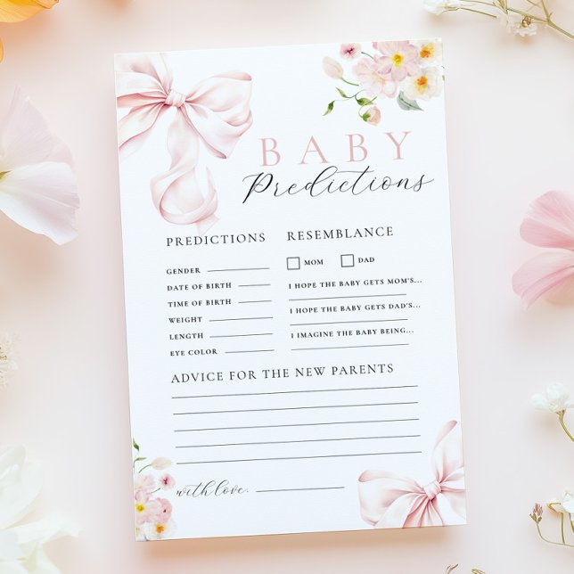 Papier Baby shower Floral rose Bow - Prédiction Jeu de co (Créateur téléchargé)