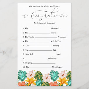 Papier Baby shower floral tropical jeu de devinette