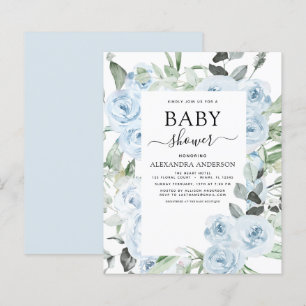 Papier Baby Shower Floral Vert Poussiéreux Bleu Bon March