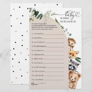 Papier Baby shower forestier Woodland jeu de course