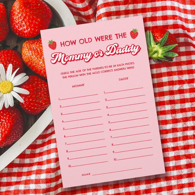 Papier Baby shower fraise Guest de jeu Age maman papa (Créateur téléchargé)