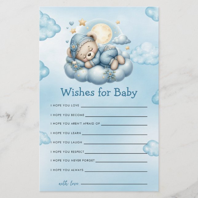 Papier Baby shower Game C'est un garçon Teddy Bear Wives  (Devant)