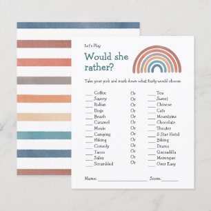 Papier Baby shower Game Voudrait-Elle Plutôt Boho Rainbow