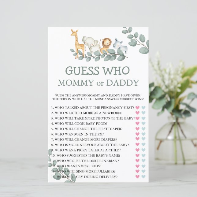 Papier Baby shower Game Wild One Baby Devinez Qui (Debout devant)