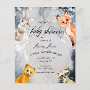 Papier Baby shower Hiver Bois Animaux Vacances Invita