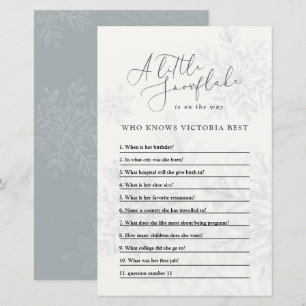 Papier Baby shower hiver de flocon de neige quiz sans sex