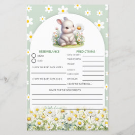 Papier Baby shower Jeu Bunny Genre Neutre Prédiction