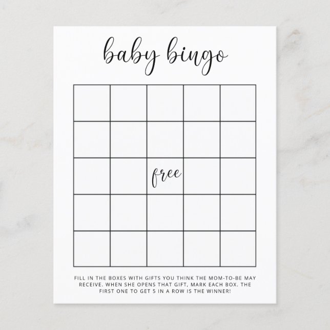 Papier Baby shower jeu de bingo (Devant)