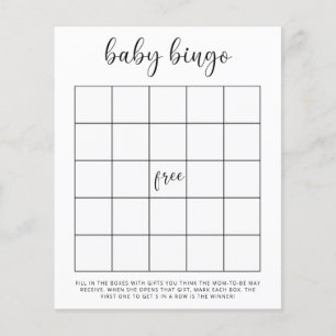 Papier Baby shower jeu de bingo