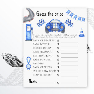 Papier Baby shower jeu de devinette du prix de la voiture