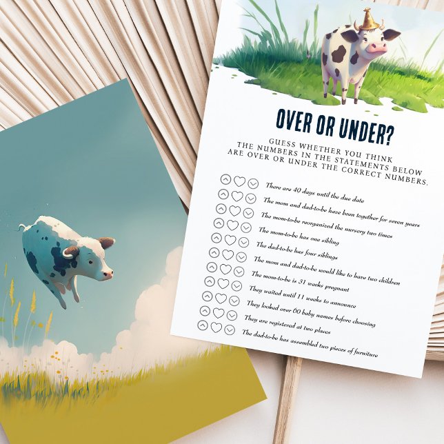 Papier Baby shower Jeu sur ou sous Vache Blue Boy (Créateur téléchargé)