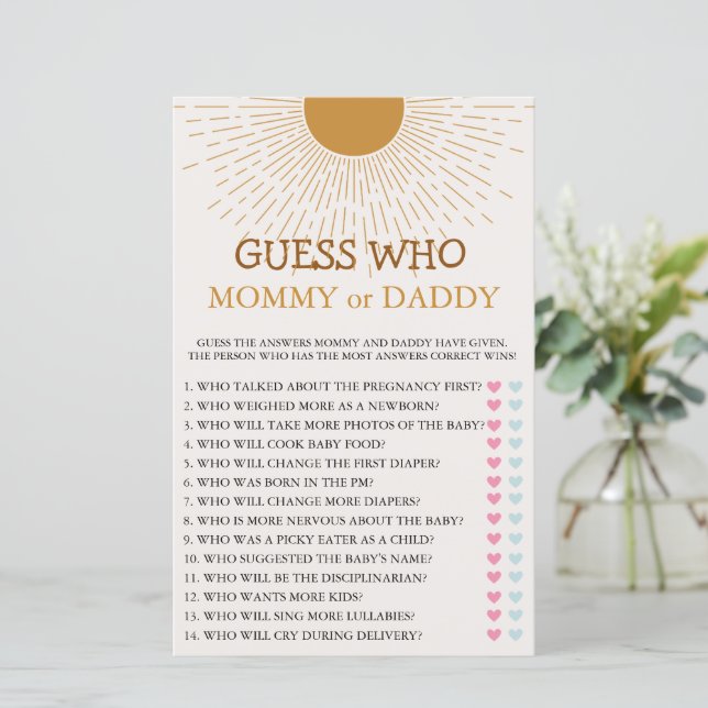 Papier Baby shower Jeu Voici Le Fils (Debout devant)
