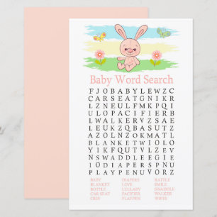 Papier Baby shower lapin bébé Mot de recherche Jeu