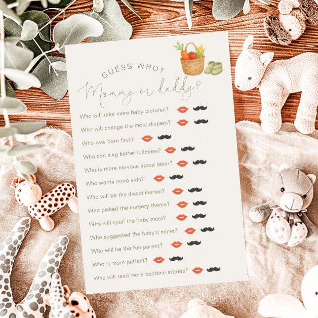Papier Baby shower local "Devinez Qui" Jeu (Créateur téléchargé)