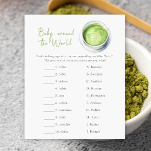 Papier Baby shower Matcha - Bébé autour du monde jeu