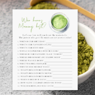 Papier Baby shower Matcha - Qui connaît le mieux maman