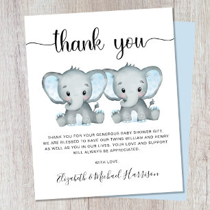 Papier Baby shower Merci Elephant Twin Boys