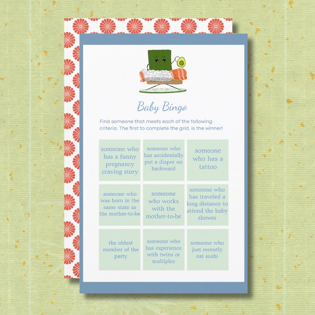 Papier Baby-Shower Mignonne : Jeu de Baby-Shower Sushi (Créateur téléchargé)