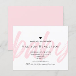 Papier Baby Shower Minimaliste Rose Moderne Budget Typogr