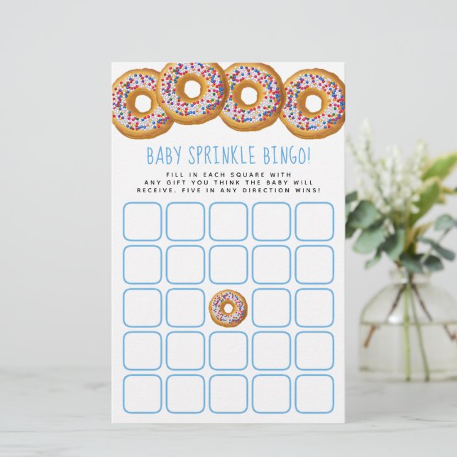 Papier Baby shower moderne Donut Boys Sprinkl Bingo (Debout devant)