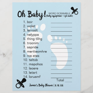 Papier Baby shower Mot Bleu
