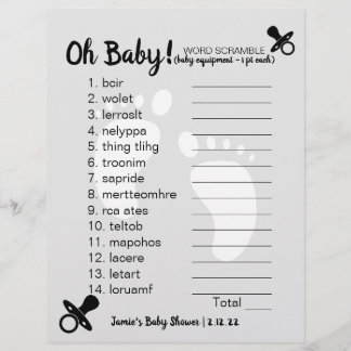 Papier Baby shower Mot Gris