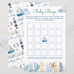 Papier Baby shower Nautique Bingo Jeu
