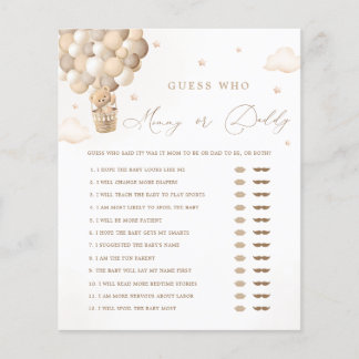 Papier Baby shower neutre Jeu maman ou papa