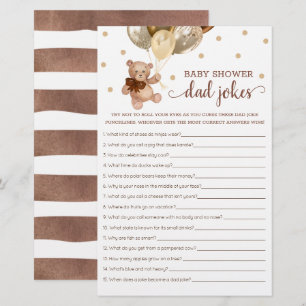 Papier Baby shower Papa Blagues Jeu Teddy Bear Brown