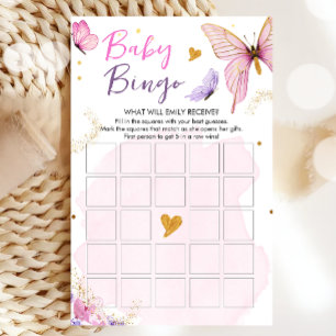 Papier Baby shower papillon Bingo Jeu Rose Gold Girl