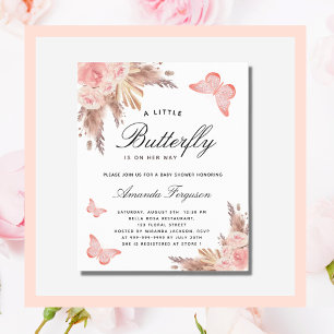 Papier Baby shower papillon blush pampas invitation
