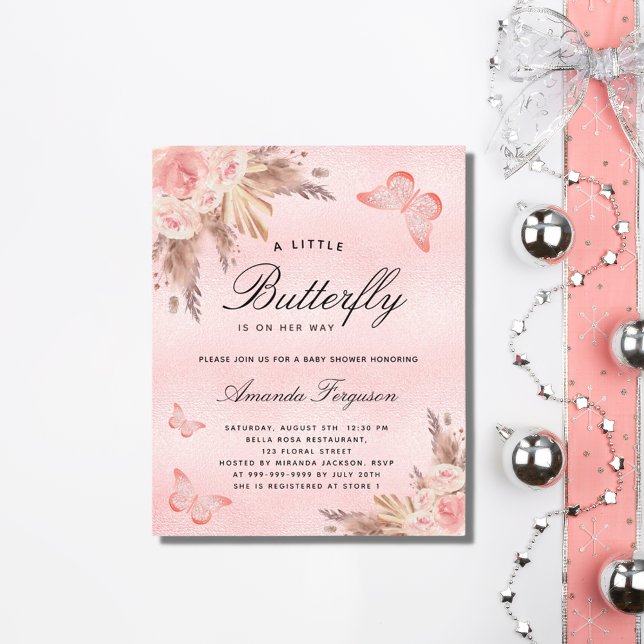 Papier Baby shower papillon pampa invitation budgétaire (Créateur téléchargé)