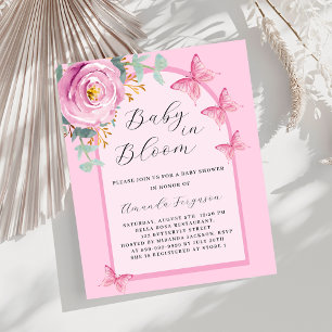 Papier Baby shower papillon rose Baby Bloom