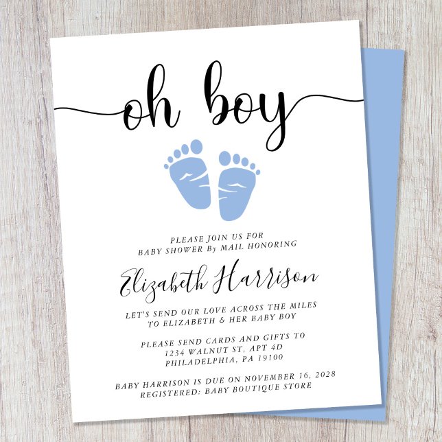 Papier Baby shower Par Mail Oh Boy Blue Budget Invitation (Créateur téléchargé)