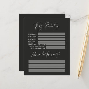 Papier Baby shower parti prédictions jeu élégant noir
