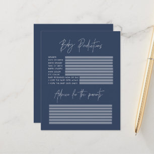 Papier Baby shower parti prédictions jeu marine bleu