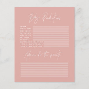 Papier Baby shower parti prédictions jeu rose rose