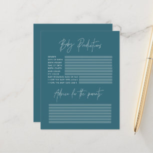 Papier Baby shower parti prédictions jeu turquoise bleu