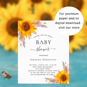 Papier Baby shower pas cher herbe de la pampa tournesols