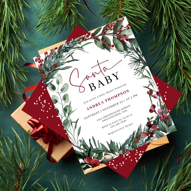 Papier Baby shower Père Noël de Noël d'aquarelle budgétai (Créateur téléchargé)